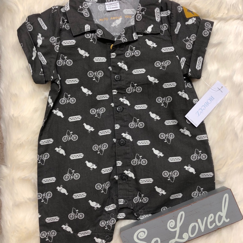 Baby Boy City Life Button Down Romper